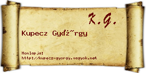 Kupecz György névjegykártya